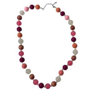 Purple Pink Peach Clear Brown Beaded Necklace